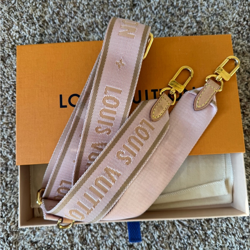 Louis Vuitton Pink and Gold Canvas Shoulder Strap
